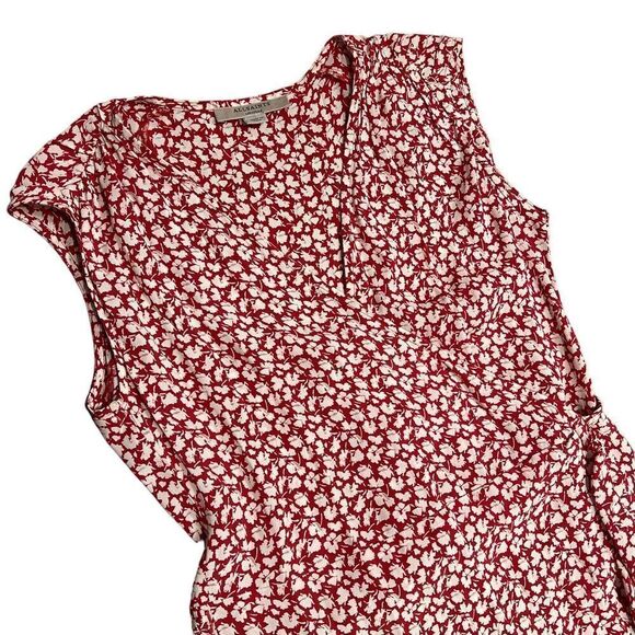 All Saints Dress Women’s Medium Red Floral Krystal True Wrap Mini Ruffle V Neck - Picture 11 of 12